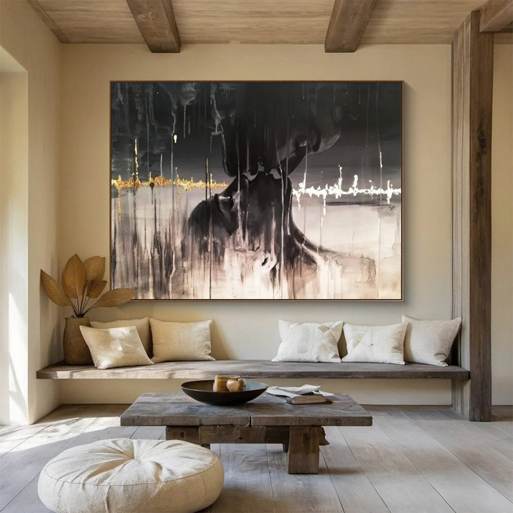 Captivating Large Abstract Artwork with Dynamic Texture for Bedroom & Dining Room DKH900