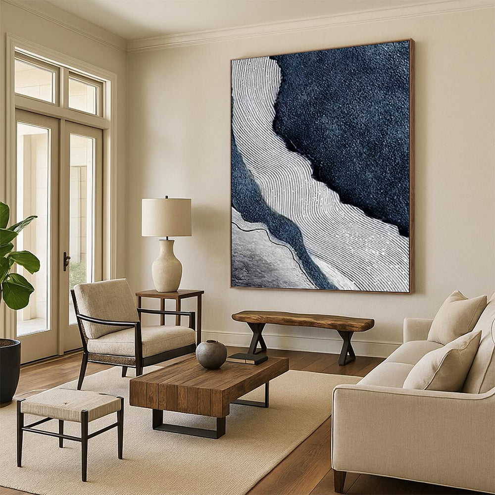 Enormous - Sized Vertical Hand - Painted Textured Custom Abstract Ode, for Living Room and Entryway DKH1536