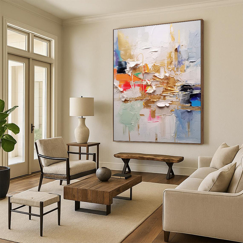 Massive Custom - Crafted Textured Canvas Abstract for Living Room & Hotel Lobby DKH1056