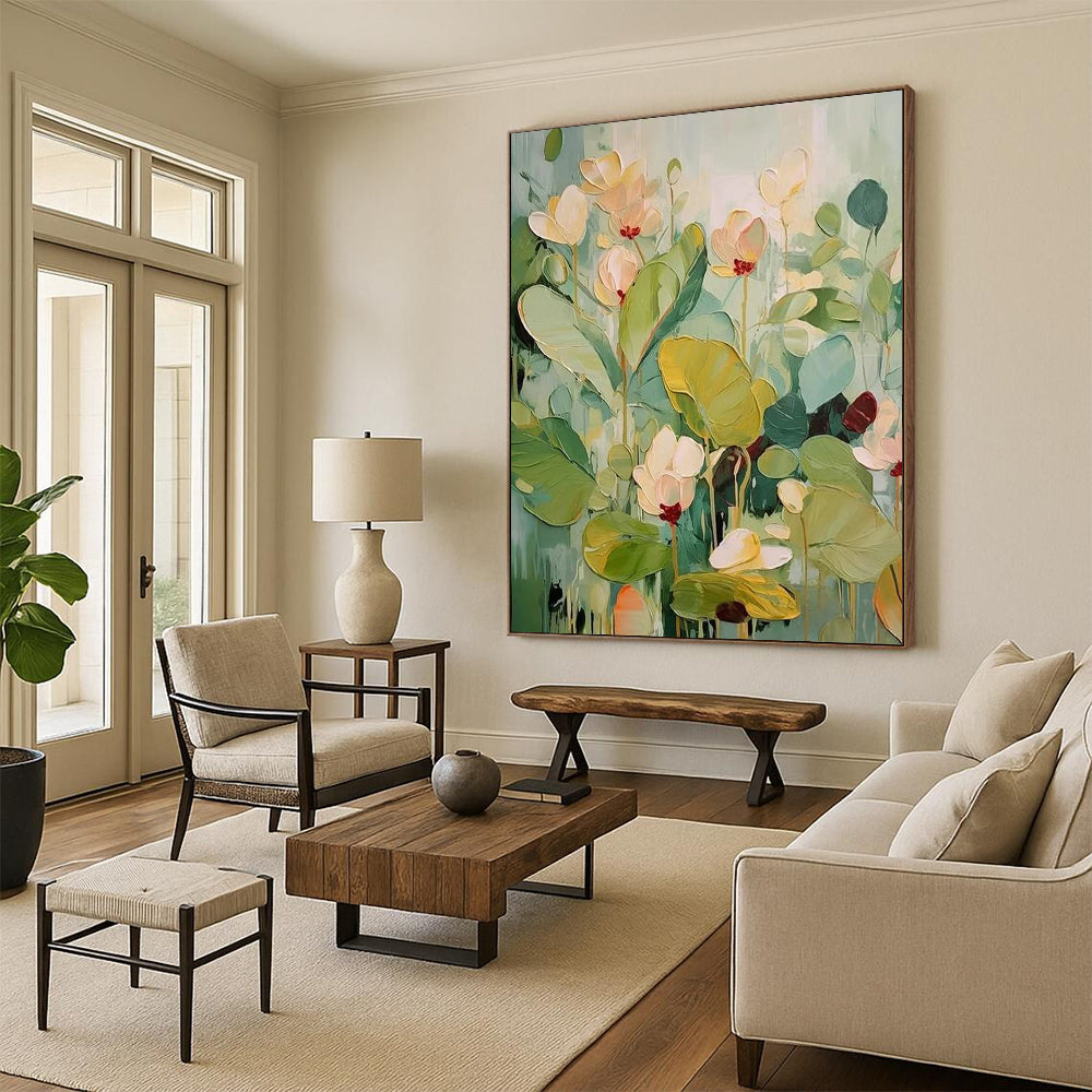 Hand-Painted Large Custom Abstract Art: Textured Details for Hotel & Hallway DTP319