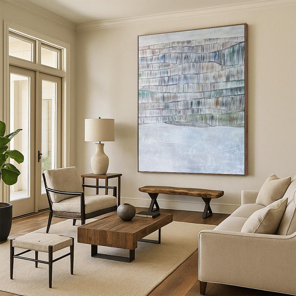 Colossal Hand - Painted Custom Textured Canvas Abstract for Hotel Lobby & Entryway DKH1043
