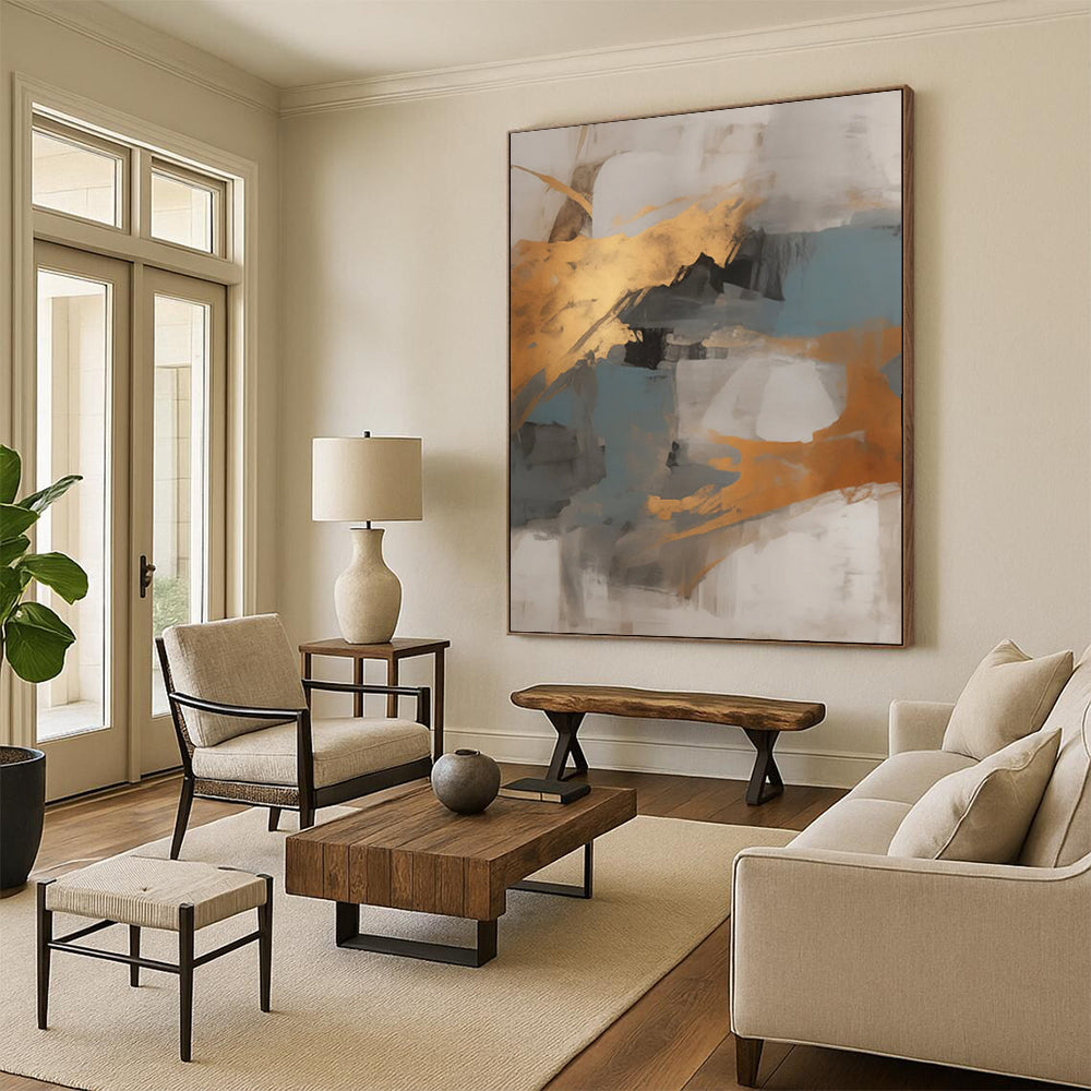 Tactile Trails: Oversized Custom Abstract Art for Living Room and Hallway DTP136