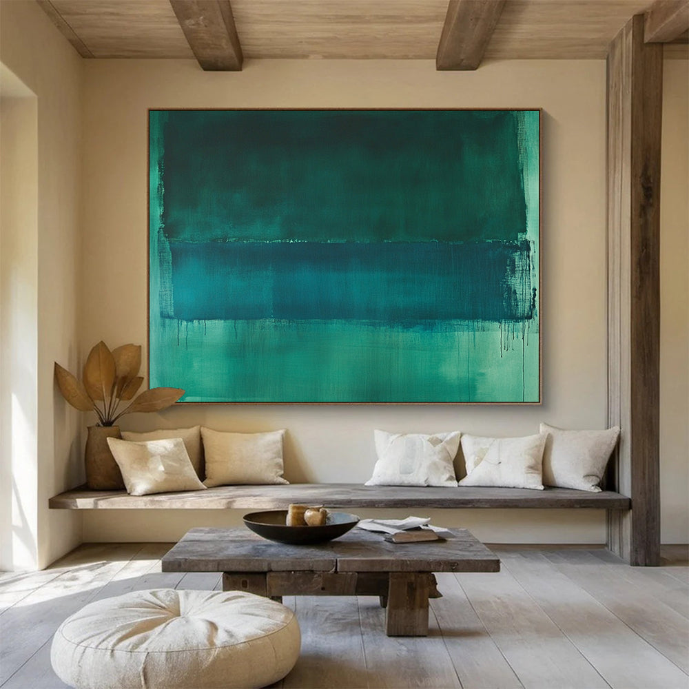 “Teal Layers” - Green, Blue, Teal, Minimalist Color Field Painting On Canvas HB1061