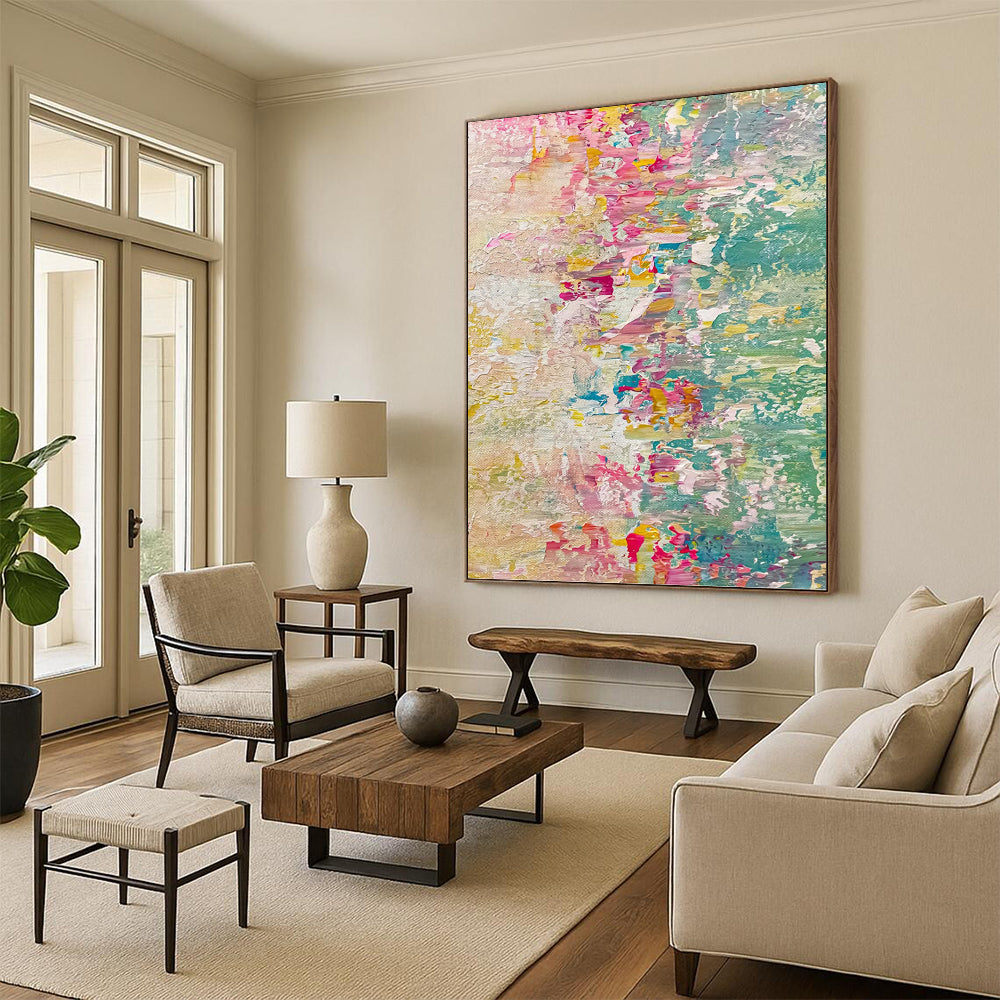 Vertical Hand - Painted Textured Custom Abstract Art for Dining Room and Hallway DKH1683