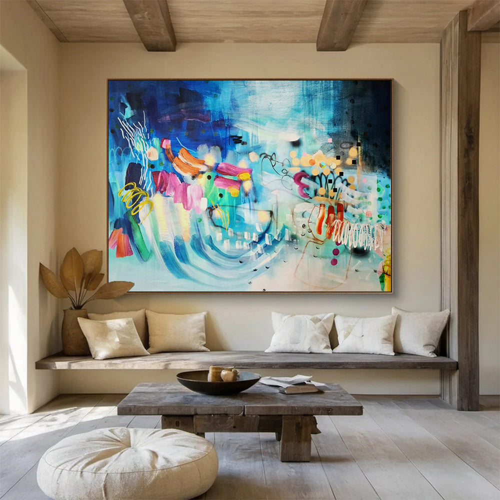 Enormous Hand-Painted Abstract Murals for Entryway & Bedroom LargeART1503