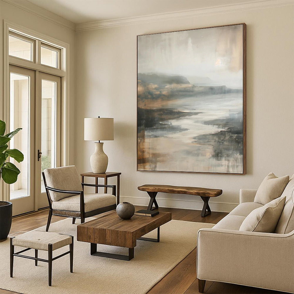 Hand - Painted Custom Textured Abstract Painting for Living Room & Dining Room DKH1001