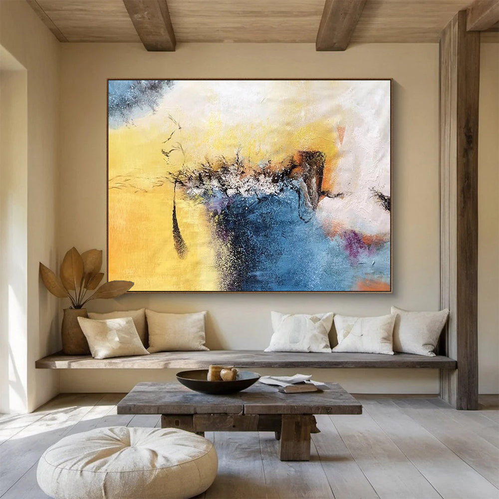 Dynamic Yellow and Blue Abstract: Capture the Essence of Creativity DLZ156
