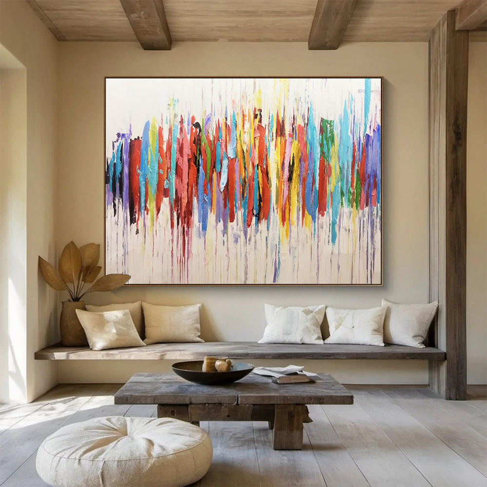 Colorful Drip Abstract - Bold Modern Living Room Focal Point DLZ223
