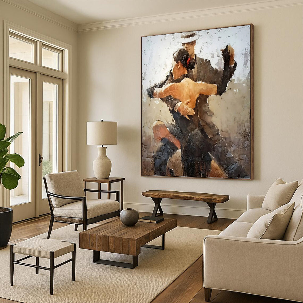 Vertical Hand - Painted Custom Abstract Artwork for Dining Room and Entryway DKH1636