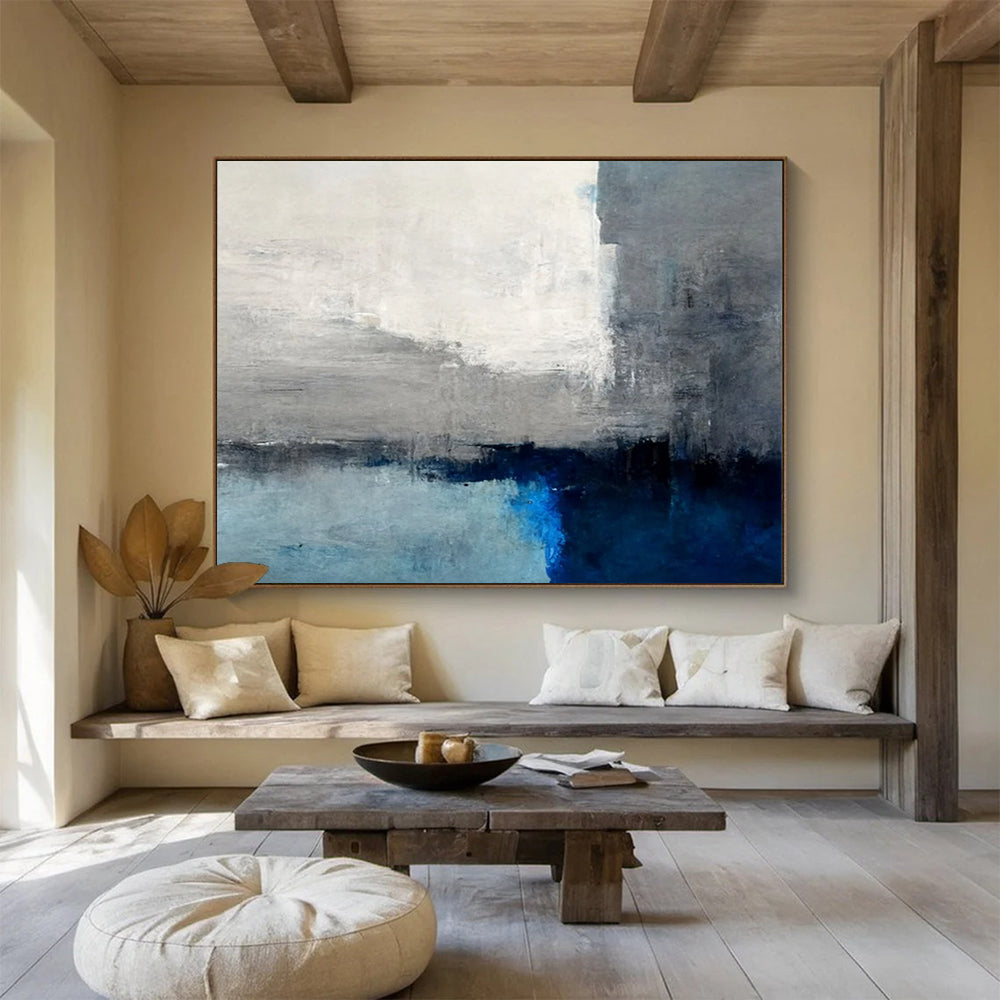 Grey & Blue Horizon Abstract - Calm Office Focus DLZ074