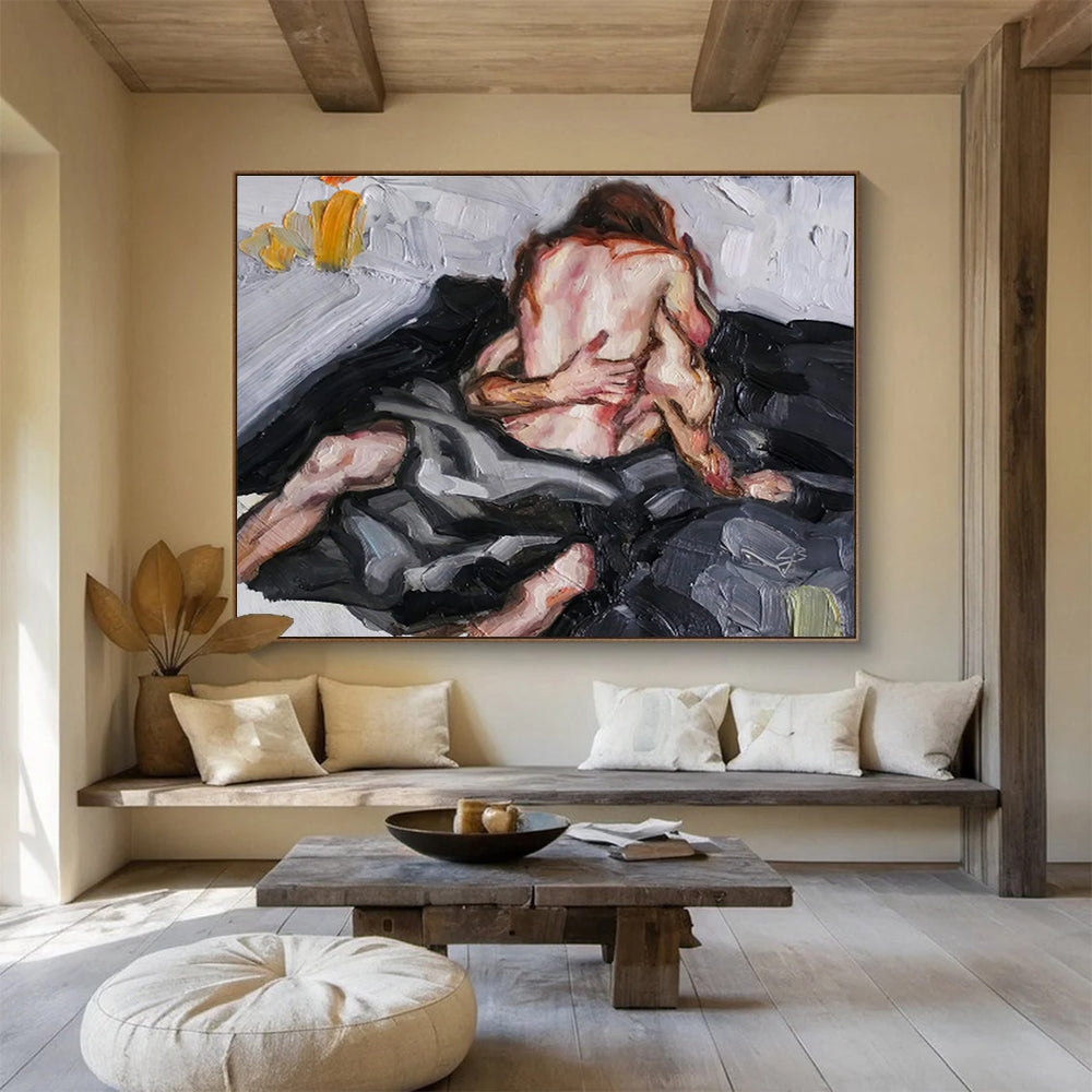 Massive Hand - Painted Textured Abstract Canvas for Living Room & Entryway DKH613