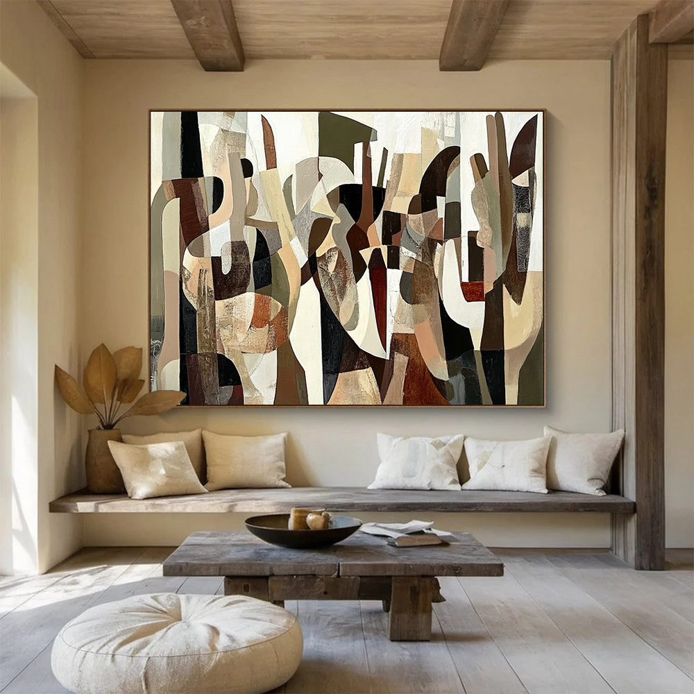 “Neutral - Toned Abstract Shapes” - Minimalist Abstract Painting On Canvas HB0523