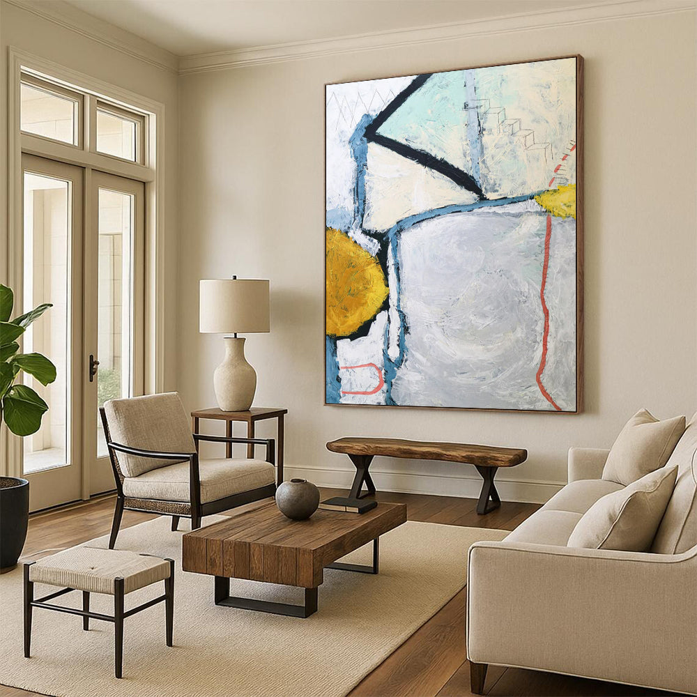 Sensational Enormous-Scale Hand-Painted Abstract Wall Installations: Grace Your Entryway & Hallway LargeART2392