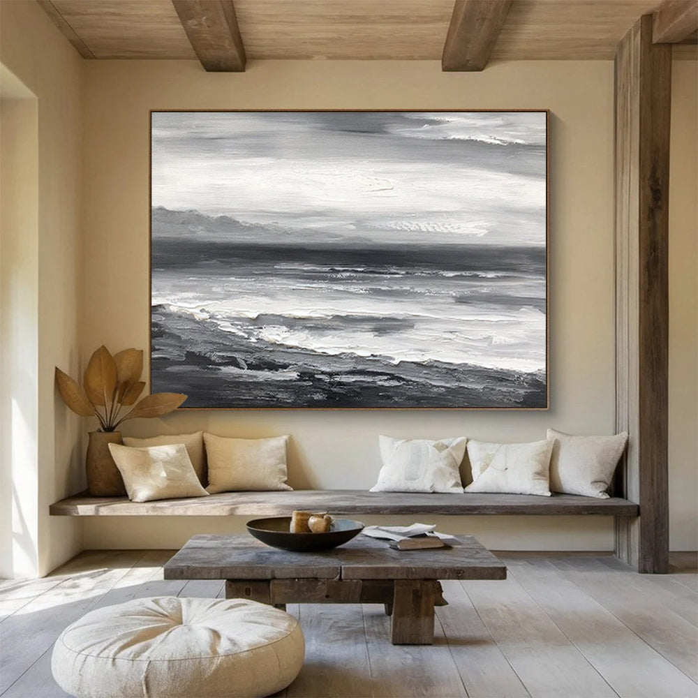 Dramatic Hand - Painted Textured Abstract Painting for Entryway & Living Room DKH632
