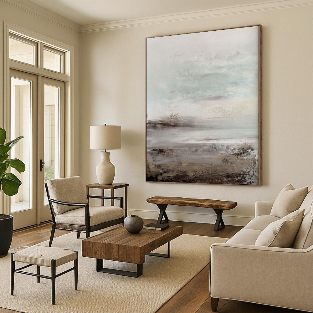 Ridged Textures: Super - Sized Custom Abstract Canvas for Entryway and Hotel DTP153