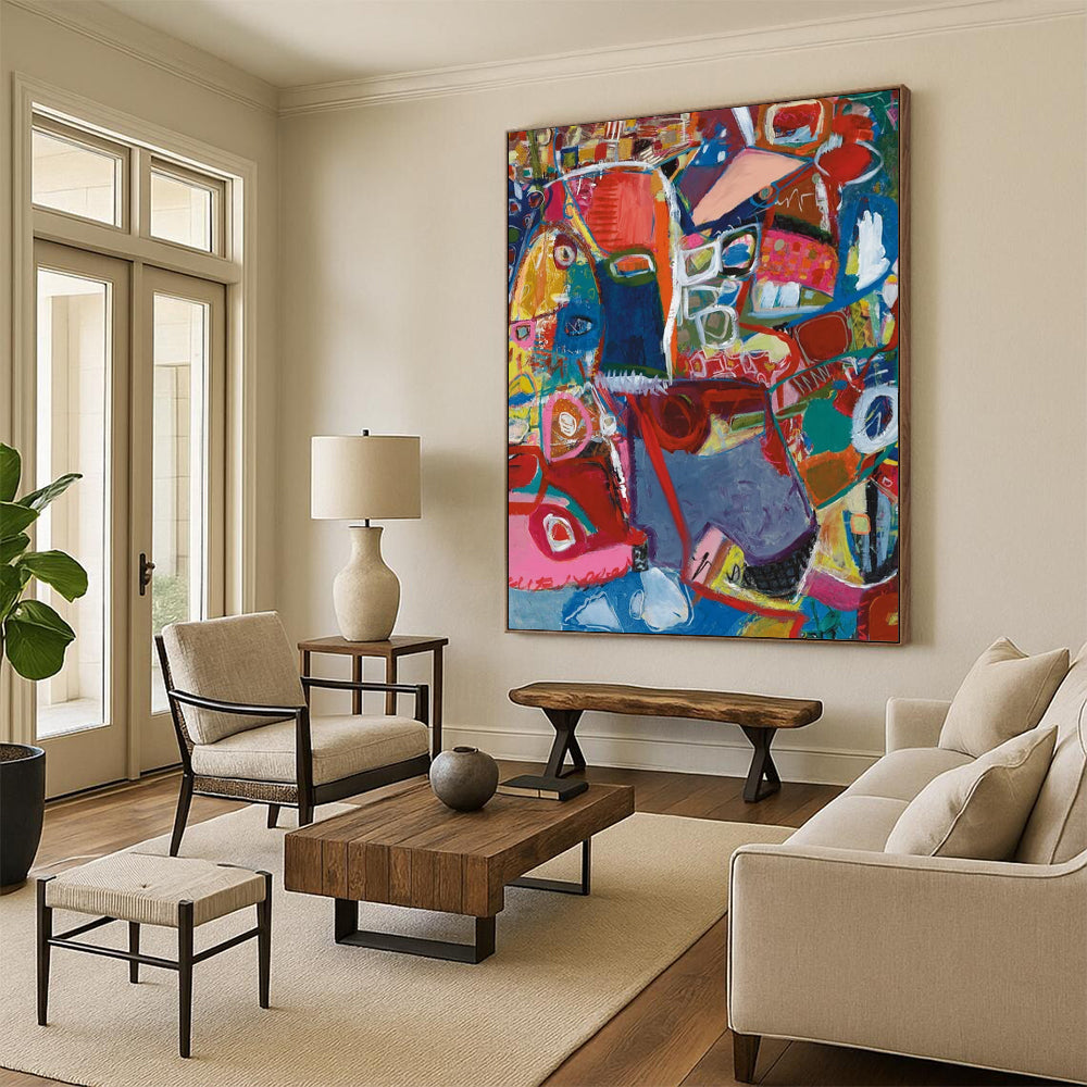 Hand-Painted Large Custom Abstract Paintings: Textured Styles for Dining Room & Bar DTP297