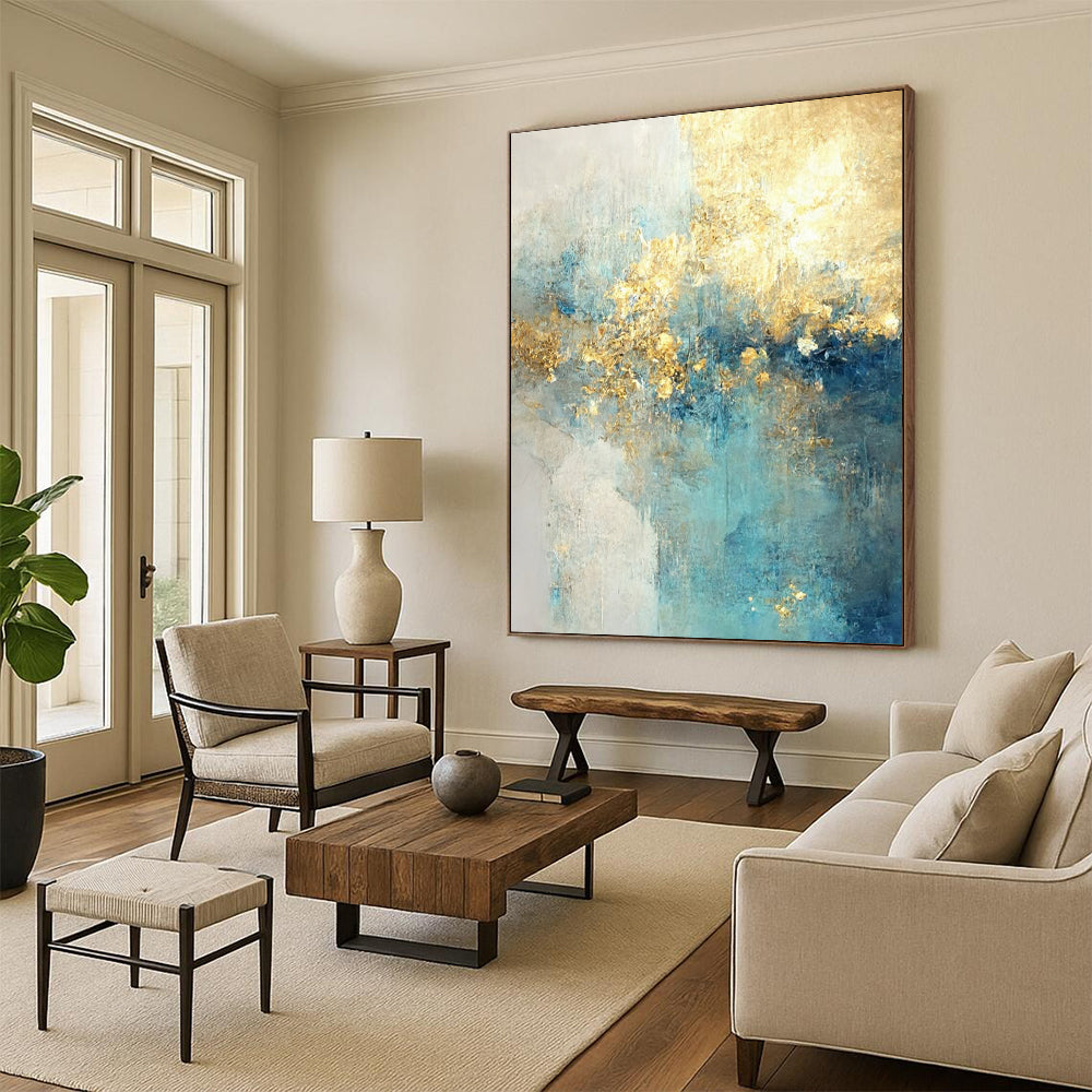 Monumental - Extent Hand - Painted Textured Custom Abstract Gemstone for Dining Room and Living Room DTP077