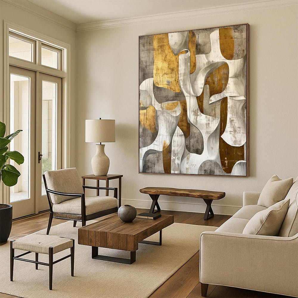 Large - Format Hand - Painted Custom Abstract Gemstone for Dining Room and Office DTP011