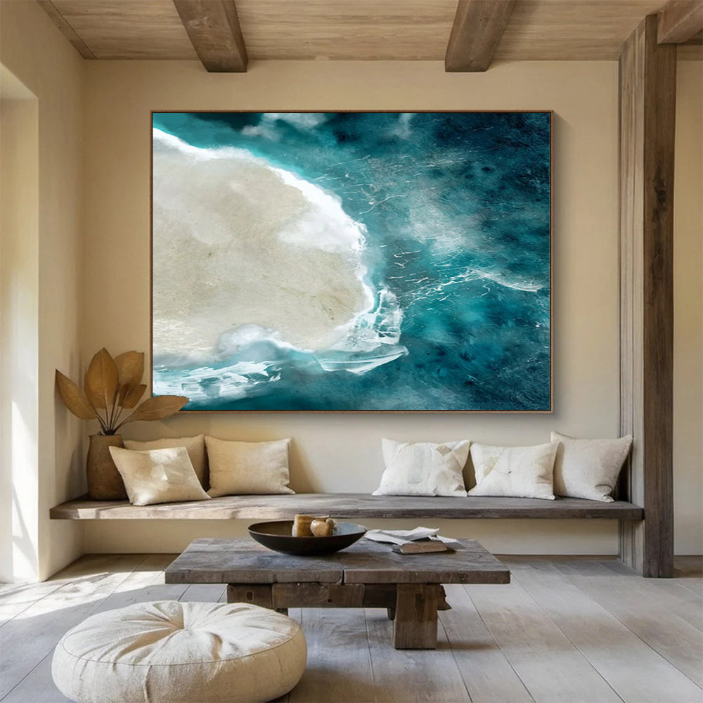 Aerial Coastal View - Large Colorful Living Room Centerpiece DLZ125