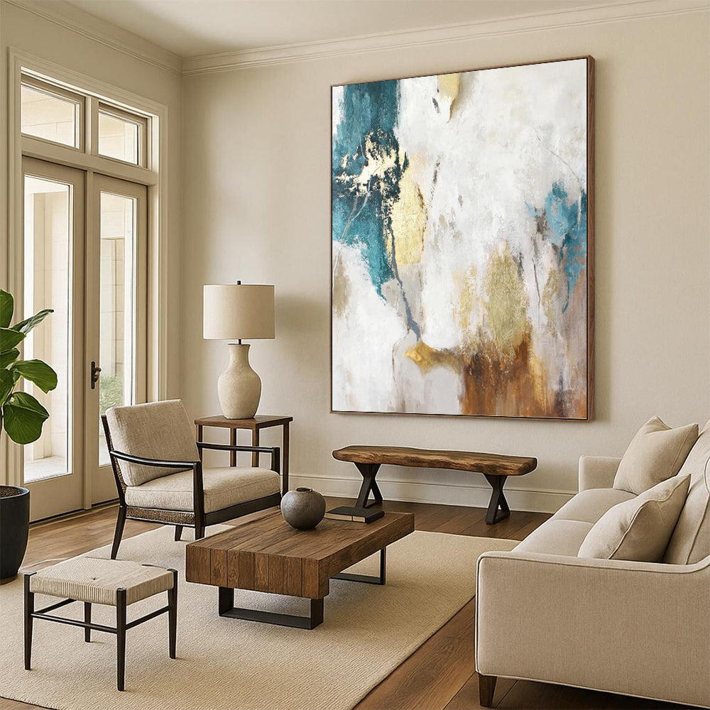 Enormous Hand - Painted Custom Textured Abstract Artwork for Dining Room & Hallway DKH1014