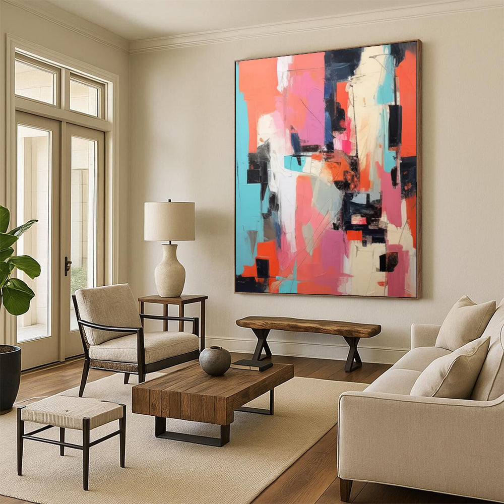 Autumn Leaves: Immense - Scale Hand - Painted Custom Abstract Creation for Living Room and Office DTP127