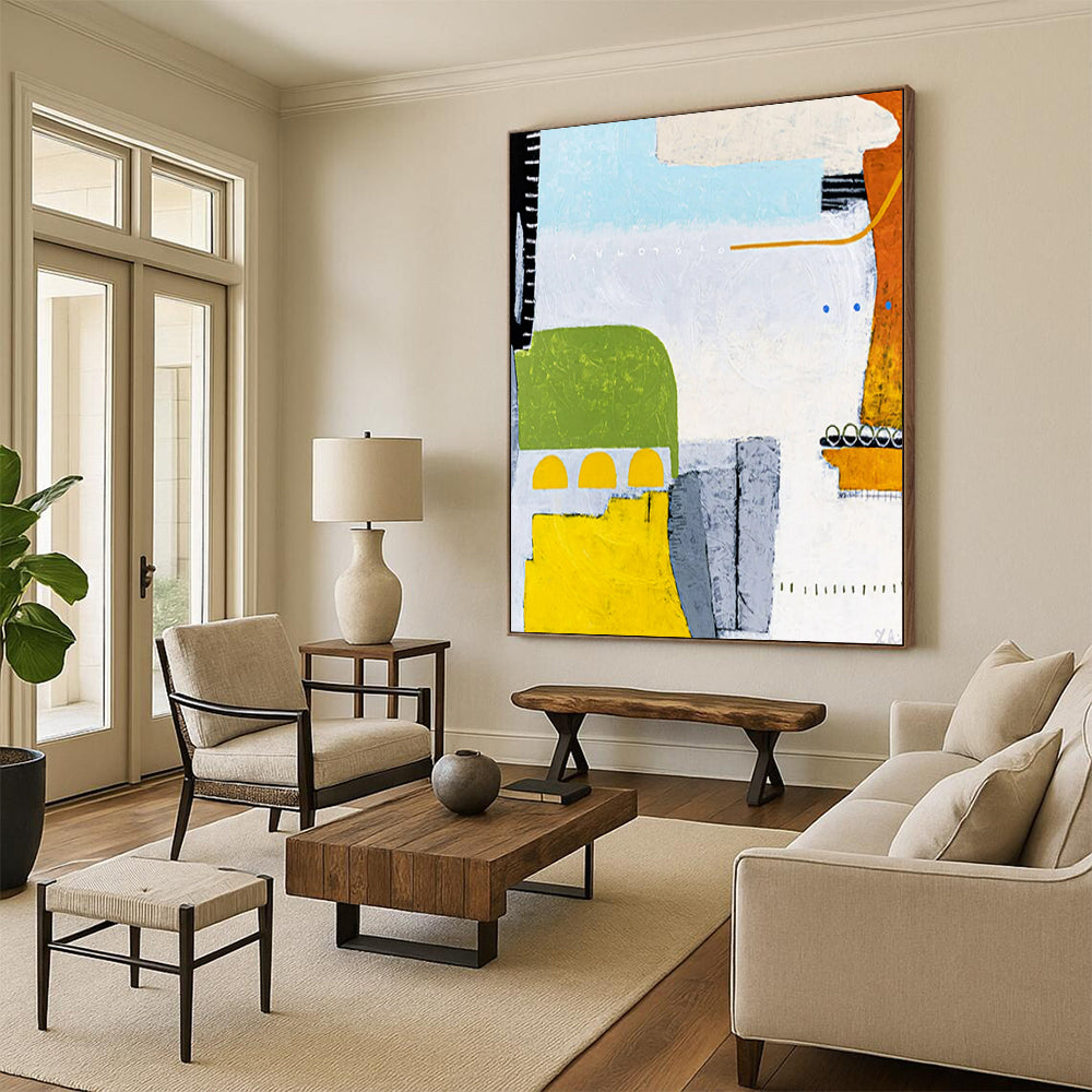Dazzling Massive Hand-Painted Abstract Artwork: Revamp Your Hallway & Hotel Lobby LargeART2376