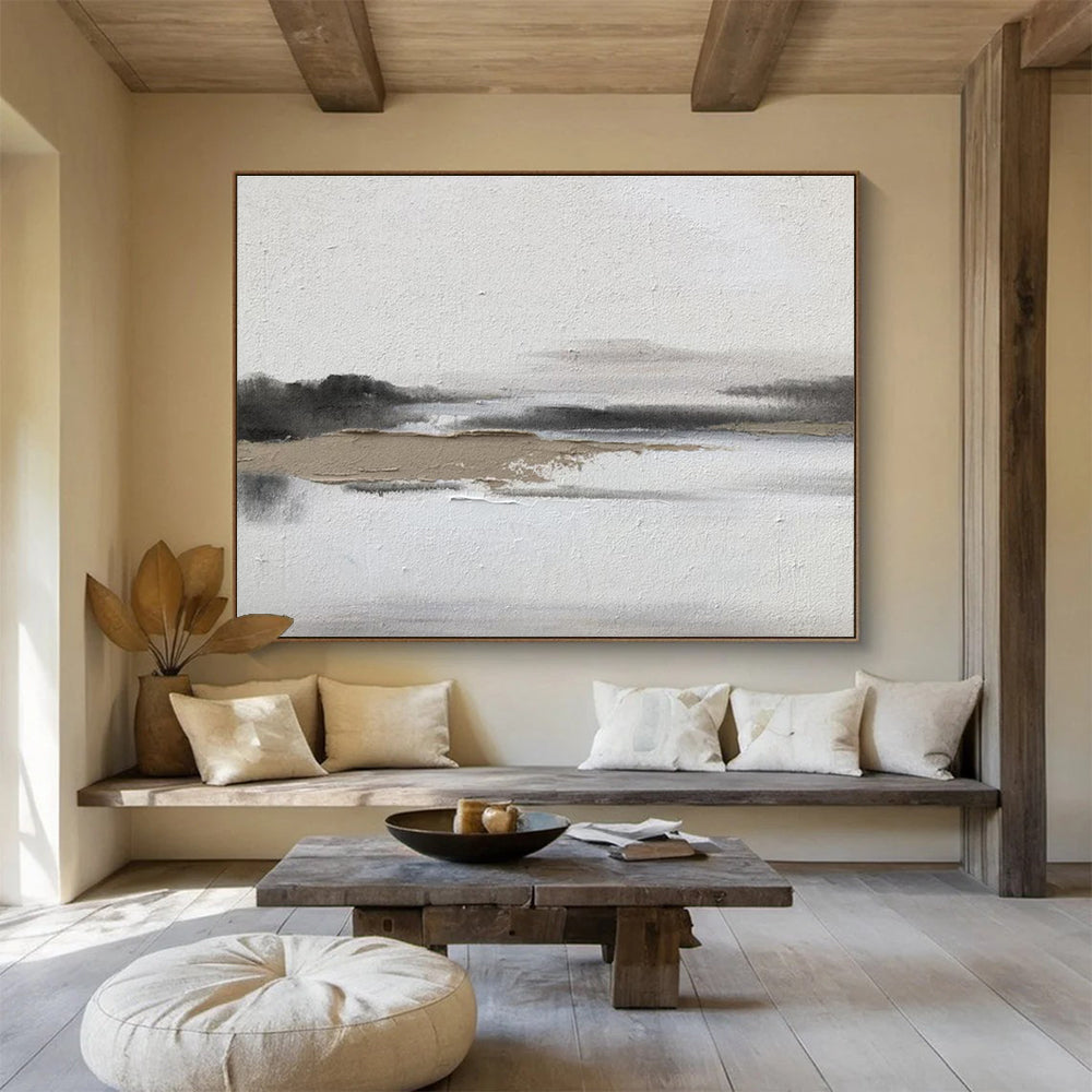 Relaxing Large Abstract Painting with Gentle Textured Motifs for Bedroom & Dining Room DKH911