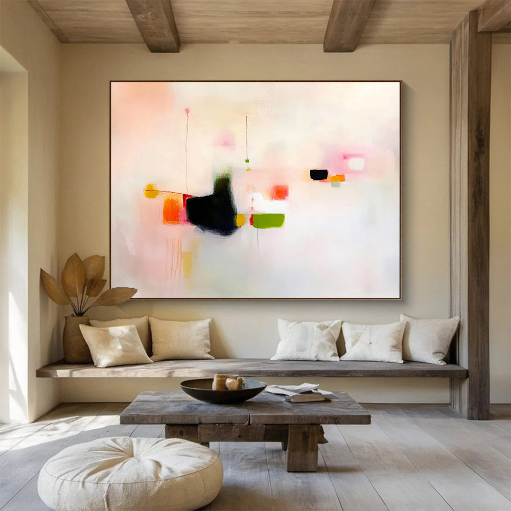 “Pastel Play” - Pink, Orange, Green, Delicate Shapes - Post - Impressionist - Inspired Acrylic Painting HB1542