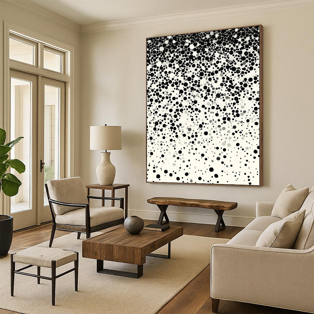 Black Dots Gradient on Light Background - “Subtle Dot Transition” Painting On Canvas HB225