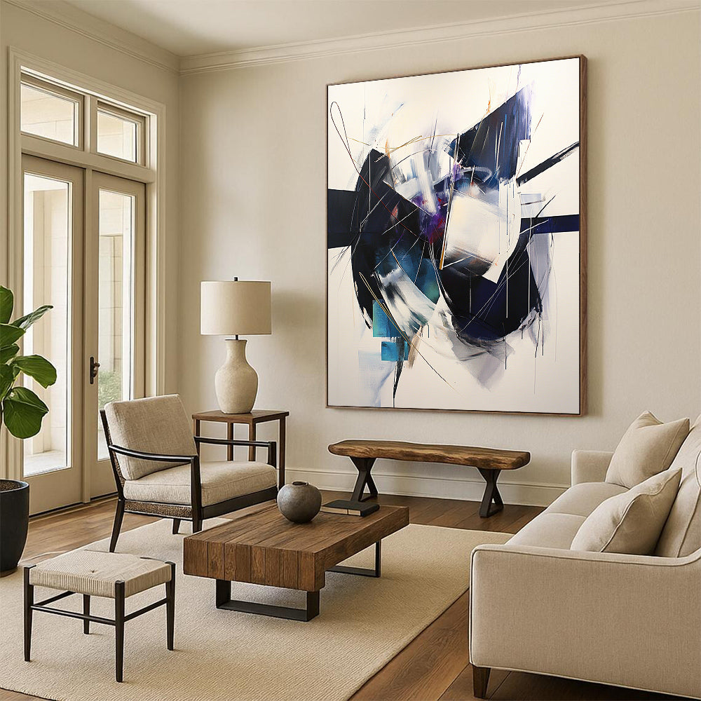 Colorful Abstract Shapes "Vibrant Fusion" Painting On Canvas HB291