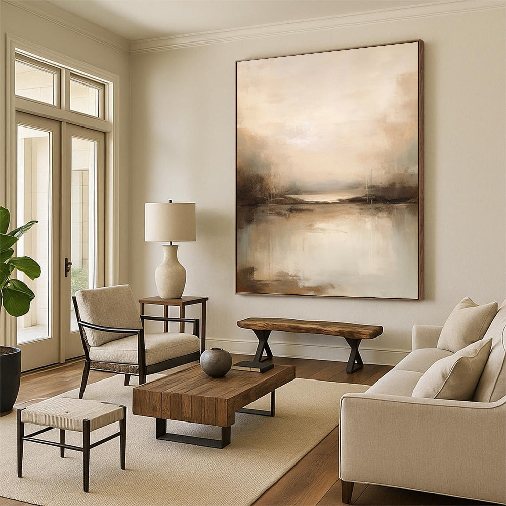 Elegantly Grand Hand - Painted Textured Abstract Art for Reception Area & Lobby DKH1253