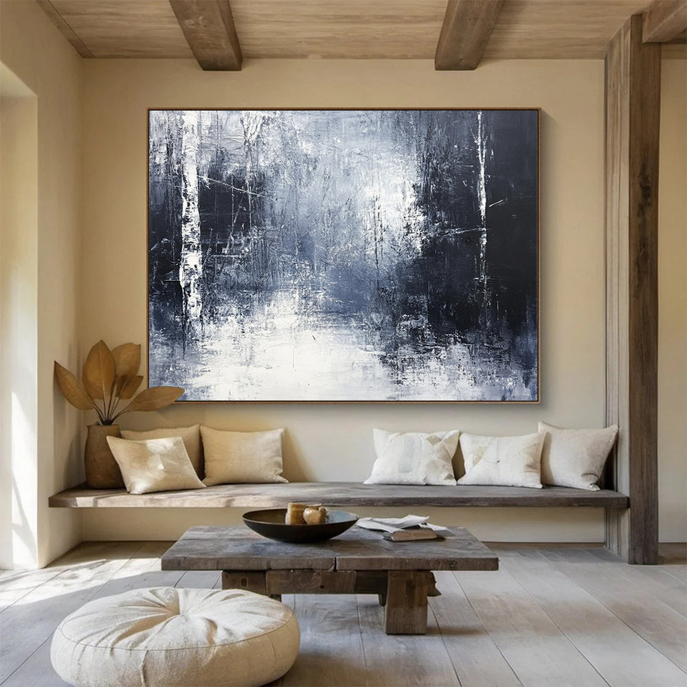 “Gray Abstract Forest” - Gray, White, Black with Forest - like Textures - Abstract Acrylic Painting HB1351