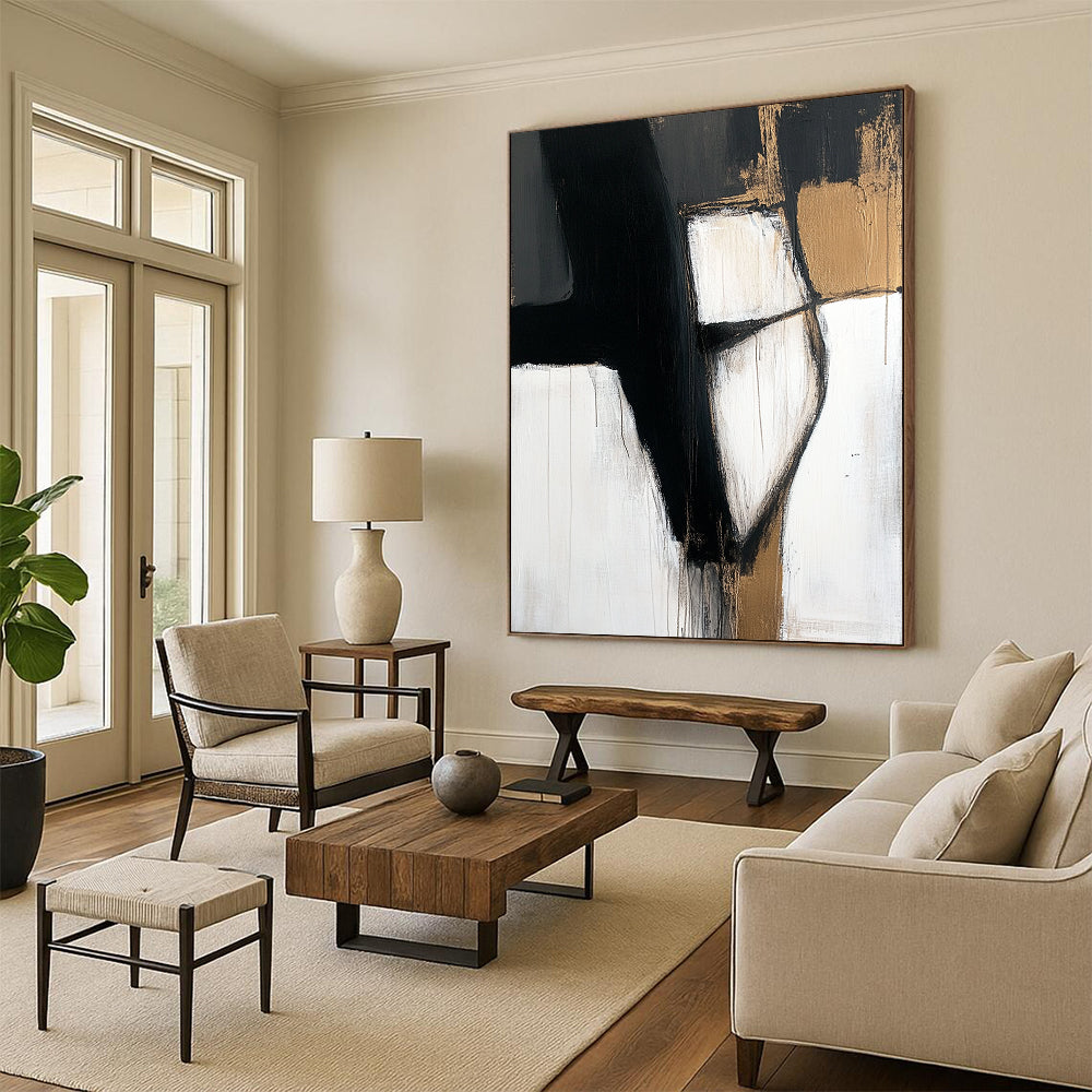 Contemporary abstract artwork featuring an ancient cross textured canvas with hand stitching in grey blue and beige tones minimalistic design. DLZ0946