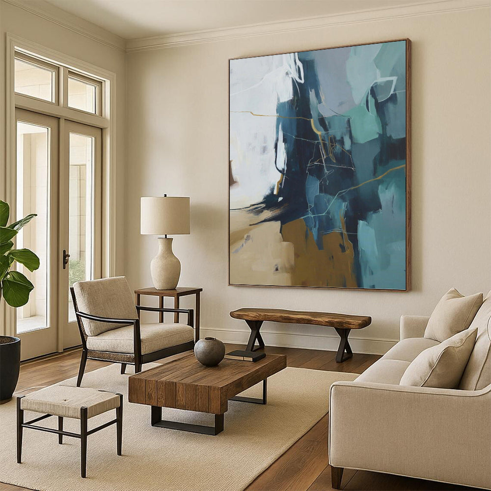 Colossal Hand - Painted Custom Textured Abstract Canvas for Hotel Suite & Living Room DKH1016