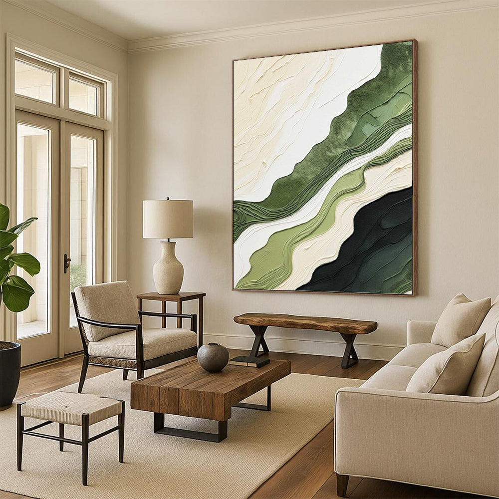 Colossal - Sized Hand - Painted Custom Abstract Painting (with Expressive Textures), for Living Room and Entryway DKH1486