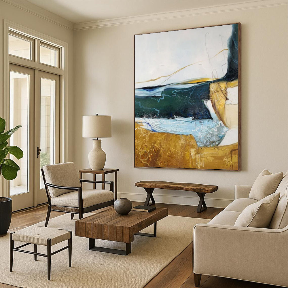 Large-Sized Hand-Painted Abstract Masterpiece for Bar & Hotel Lobby LargeART2337