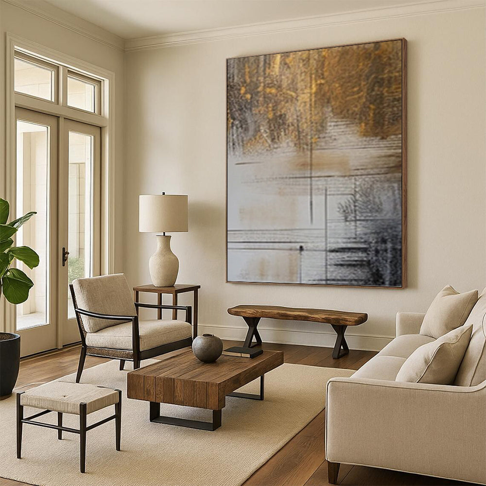 Large - Scale Hand - Painted Custom Textured Abstract Art for Bedroom & Living Room DKH0980