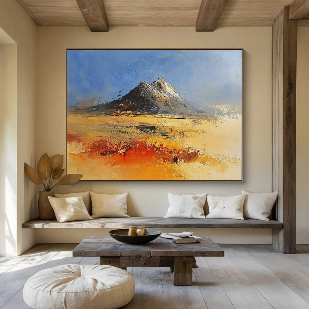 “Impasto Mountain Landscape in Warm Hues” - Impressionist - Inspired Painting On Canvas HB0521