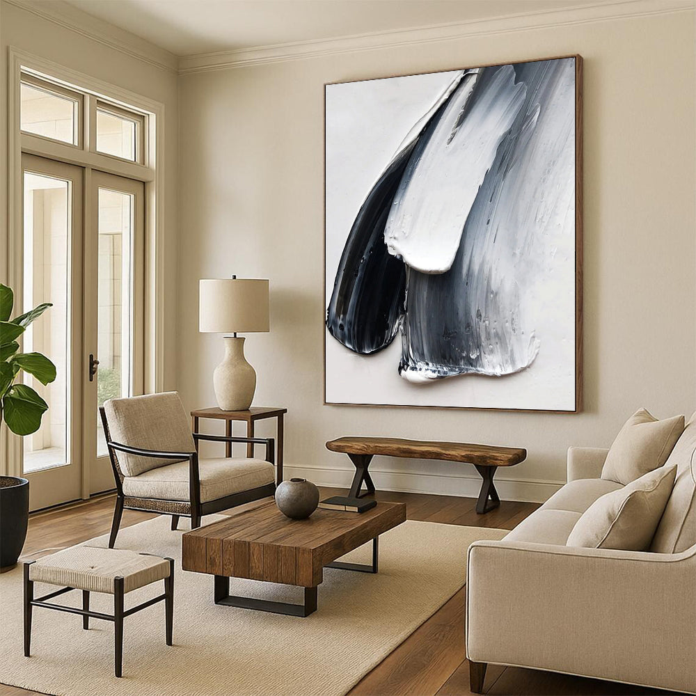 Large Vertical Custom Abstract Hand - Painted Canvas for Bedroom and Entryway DKH1676