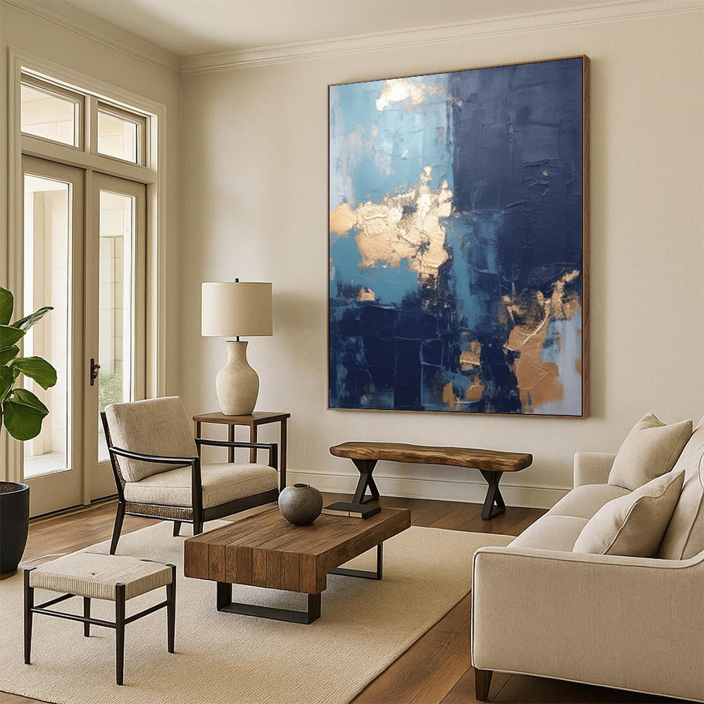 Snow - Capped Peaks: Monumental Hand - Painted Custom Abstract Art for Office and Hallway DTP130