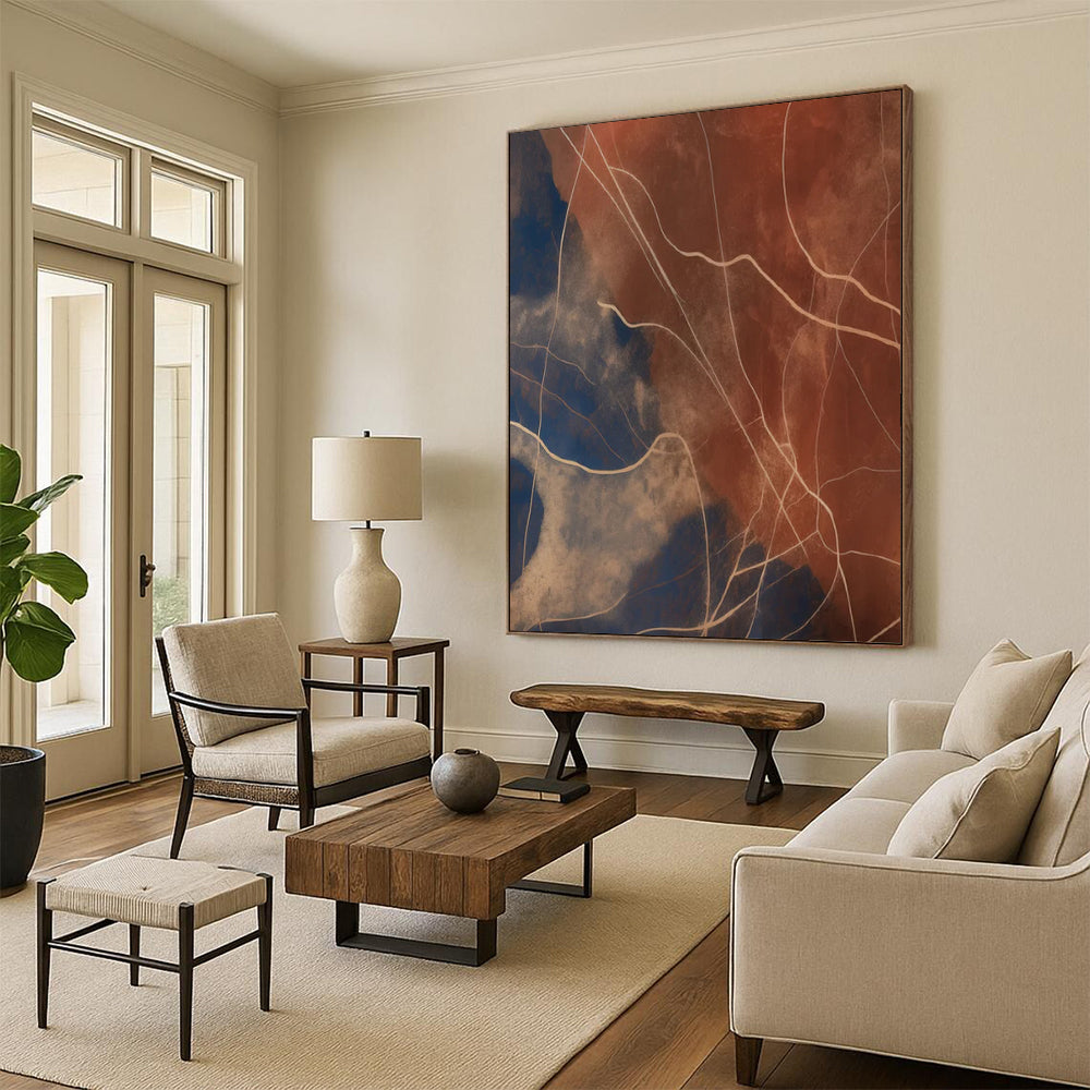 Ocean Foam: Extended Hand - Painted Custom Abstract Painting for Living Room and Bar DTP120