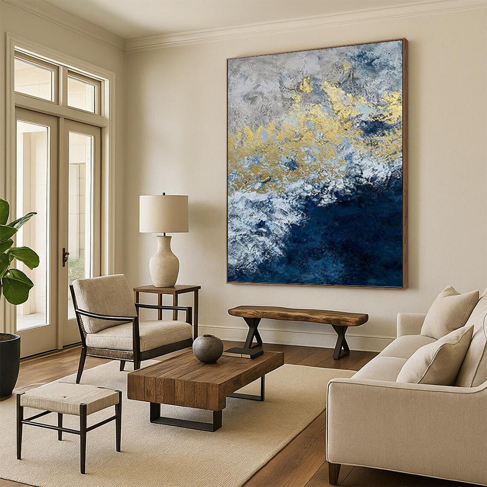 Towering Vertical Hand - Painted Custom Abstract Masterpiece with Textured Depth, Perfect for Bedroom and Office DKH1549