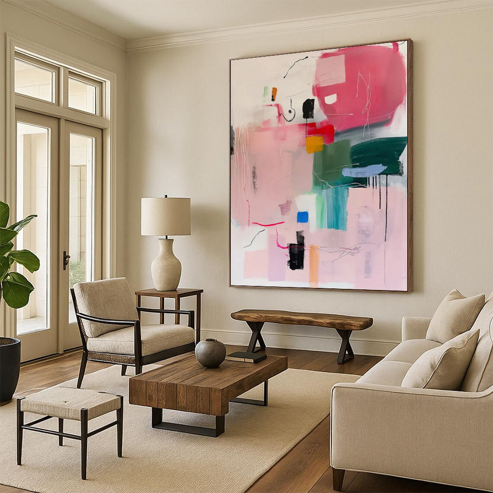 Oversized Hand - Painted Custom Textured Abstract Artwork for Hallway & Entryway DKH0998