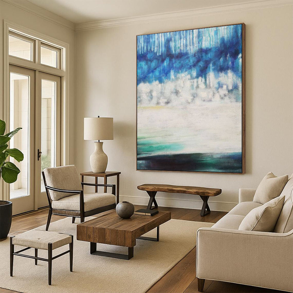 Dramatic & Bold Hand-Painted Custom Abstract Painting for Living Room & Hotel LargeART1974