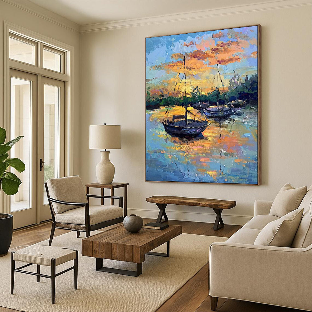 Large-Scale Hand-Painted Abstract Mural for Bedroom & Living Room LargeART1894