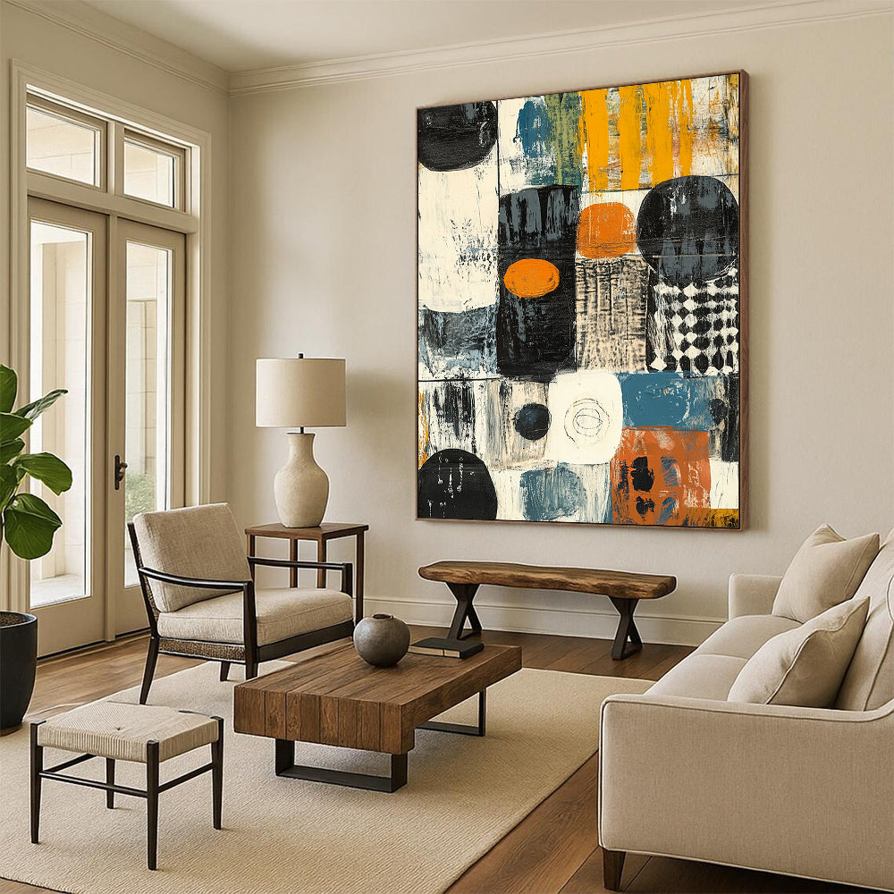 Colorful Abstract Blocks "Playful Composition" Painting On Canvas HB296