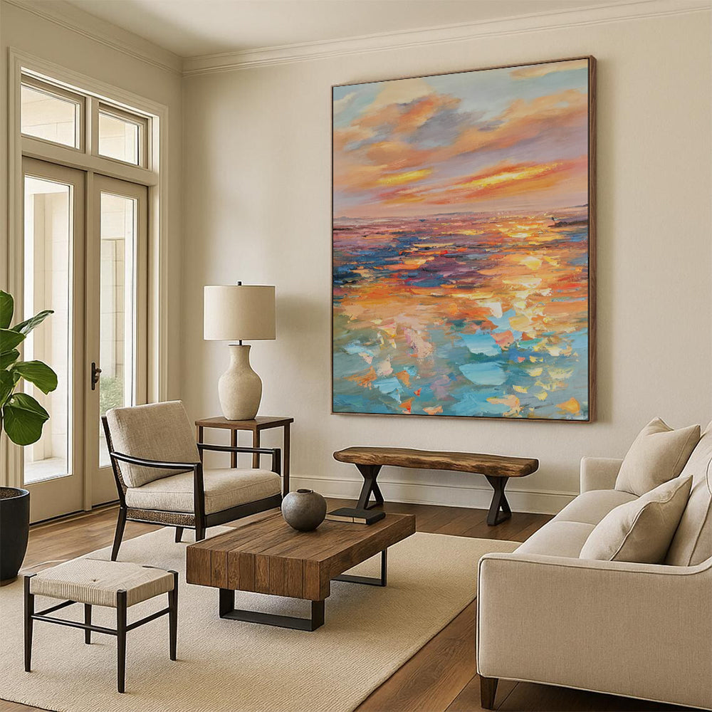 Hand-Painted Personalized Abstract Mural for Living Room & Office LargeART1898