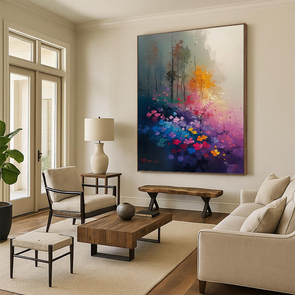 Titanic - Sized Vertical Hand - Painted Custom Abstract Enigma (with Diverse Textures), for Living Room and Hotel DKH1533