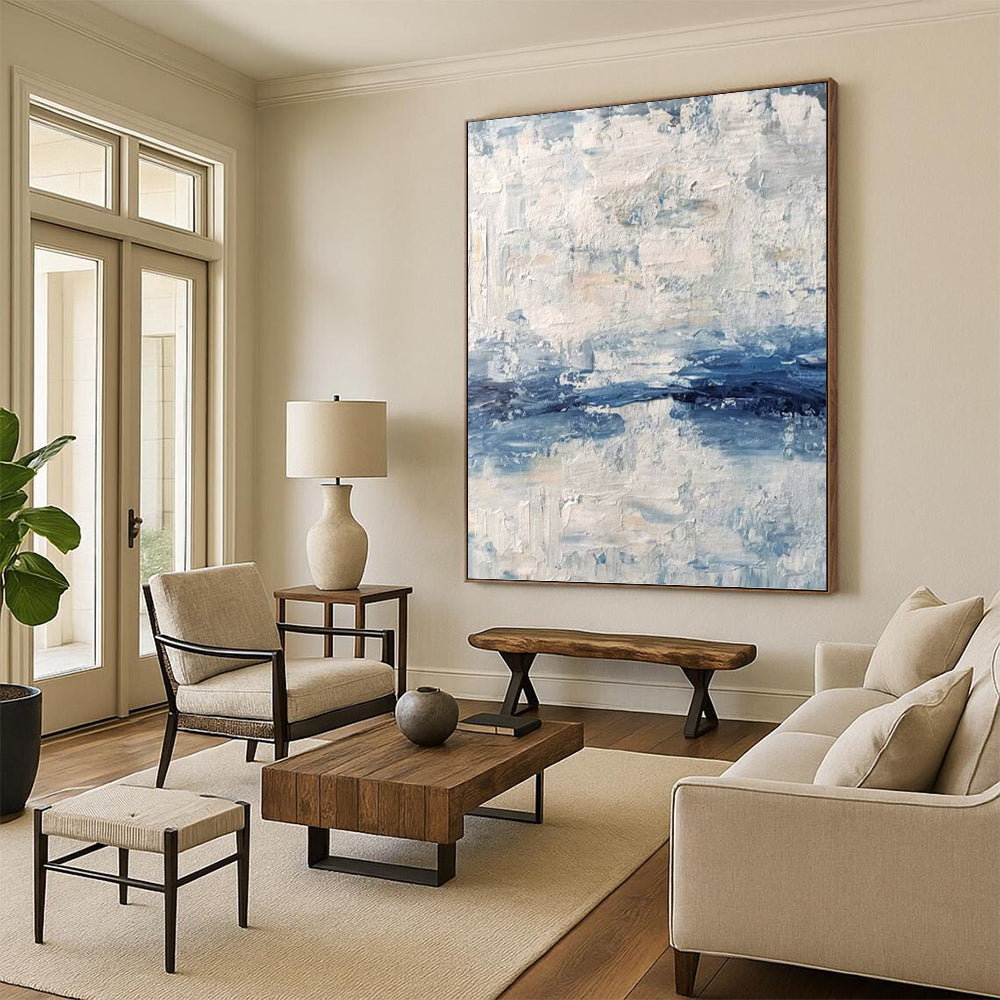 Supersized - Format Vertical Hand - Painted Textured Custom Abstract Madrigal, for Living Room and Entryway DKH1546