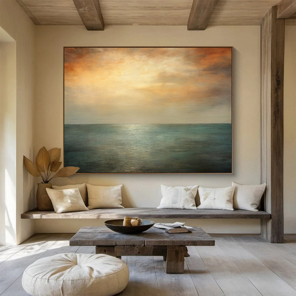 Serene Sea & Sky Abstract - Coastal Living Room Bliss DLZ010